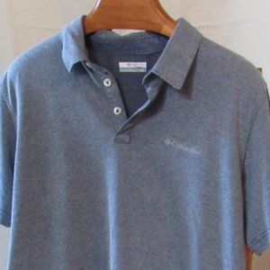 Columbia Gray Silver SS Performance Polo Size Large Cotton/Polyester Blend EUC
